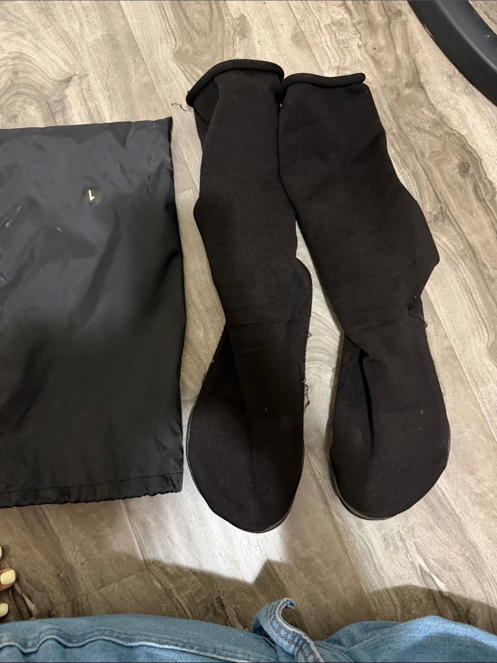 Yeezy Black Sock Boots - Stretch Knit Over-the-Knee Style